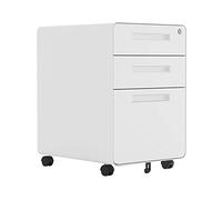 Armadietto mobile a 3 cassetti in metallo bianco con serratura, completamente assemblato, adatto per documenti legali/lettere/A4 sotto la scrivania per la casa/ufficio archiviazione sicura dei