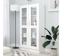 Armadietto moderno bianco per libri e vetrine, vetrina per soggiorno e ufficio, 82,5 x 30,5 x 150 cm, legno ingegnerizzato, soluzione elegante per la casa