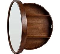Armadietto moderno con specchio rotondo, armadietto da parete per medicinali con ripiano per piccoli spazi, design elegante con ante aperte, ideale per bagni compatti