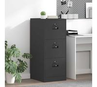 Armadietto moderno in acciaio laminato a freddo con ripiani estraibili e serrature a cilindro, colore nero, 44 x 50 x 106,5 cm, per organizzazione ufficio e conservazione dei documenti