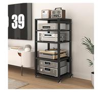 Armadietto multimediale a 5 livelli con ripiani regolabili per componenti stereo, console di gioco, lettori DVD, giradischi in vinile, elegante unità di intrattenimento