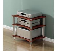 Armadietto multimediale in legno a 4 livelli, supporto stereo HiFi per giradischi e apparecchiature AV, ripiano portaoggetti per centro intrattenimento, scaffale angolare (60 x 48 x 85 cm, colore A)