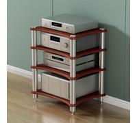 Armadietto multimediale in legno a 4 ripiani, mensola per console AV per giradischi, torre HiFi, spazio per centro intrattenimento, mensola angolare (60 x 48 x 85 cm, colore A)