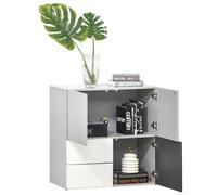 Armadietto Multiuso 2 Cassetti 3 Ante 80x38x80 cm in MDF Grigio e Bianco