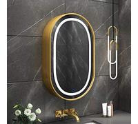 Armadietto ovale con specchio da bagno, con anta a specchio, soluzione di archiviazione montata a parete per case moderne