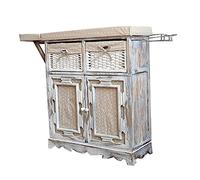 Armadietto per asse da stiro, in legno massello, pieghevole, per la lavanderia, salvaspazio, con cestino intrecciato, design durevole e funzionale