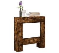 Armadietto per caminetto, in legno ingegnerizzato per soggiorno, design classico chic, finitura rovere fumé, perfetto per la decorazione del salotto, dimensioni 81 x 18 x 82 cm