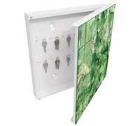 Armadietto per Chiavi 30x30 cm | Bianco | A Destra | Montaggio a Parete | Caos Verde | Frontale Decorativo in Vetro Temperato | per Uffici | in Metallo | Tasselli e Viti Inclusi
