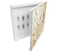 Armadietto per Chiavi 30x30 cm | Bianco | A Destra | Montaggio a Parete | Composizioni astratte | Frontale Decorativo in Vetro Temperato | Tasselli e Viti Inclusi | in Metallo | per Uffici