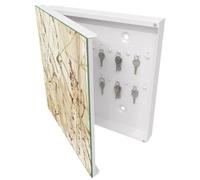 Armadietto per Chiavi 30x30 cm | Bianco | A Sinistra | Montaggio a Parete | Composizioni astratte | Frontale Decorativo in Vetro Temperato | Tasselli e Viti Inclusi | in Metallo | per Uffici