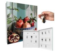 Armadietto per chiavi 30x30 cm Frutto di melograno Porta Destra Bianco