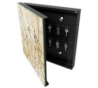 Armadietto per Chiavi 30x30 cm | Nero | A Sinistra | Montaggio a Parete | Composizioni astratte | Frontale Decorativo in Vetro Temperato | Tasselli e Viti Inclusi | in Metallo | per Uffici
