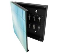Armadietto per Chiavi 30x30 cm | Nero | A Sinistra | Montaggio a Parete | Sogno Celeste | in Metallo | Frontale Decorativo in Vetro Temperato | Tasselli e Viti Inclusi | per Uffici
