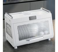 Armadietto per disinfezione da cucina, scolapiatti per sterilizzazione UV, scatola portaoggetti per armadio da cucina, ristorante, disinfezione e asciugatura stoviglie (49,3 x 30 x 34,5 cm, bianco 2)