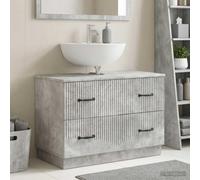 Armadietto per lavabo da bagno CORNO Grigio cemento 82 x 41 x 56 cm | Legno ingegnerizzato, resistente all'umidità, multi-scomparto, montaggio a parete, compatto, moderno, facile da pulire