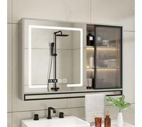 Armadietto per medicinali con specchi e spazio Armadietti da bagno a parete con illuminazione a LED 1 specchio per porta Armadietti per medicinali illuminati con ripiani aperti Armadietto grande