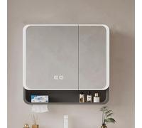 Armadietto per medicinali con specchio a LED con controllo touch, anti-appannamento, elegante contenitore da bagno, finitura bianca per uno spazio nizzato, design moderno, soluzione da parete