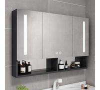 Armadietto per medicinali con specchio a LED illuminato con antiappannamento, soluzione di archiviazione a 2 ante per il bagno per una visibilità senza appannamento