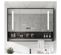Armadietto per medicinali da bagno a LED con specchio, 2 ante, elegante, montaggio a parete, per articoli da toeletta, design moderno per uno spazio efficiente nel bagno.