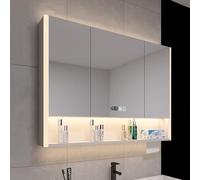 Armadietto per medicinali da bagno a LED con specchio e luci, specchio intelligente con anti-appannamento, illuminazione a 3 colori, conservazione, visualizzazione dell'ora e della temperatura