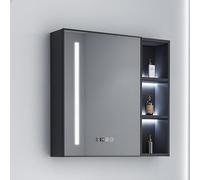 Armadietto per medicinali da bagno a LED con specchio HD, organizer in alluminio con funzione anti-appannamento, specchio cosmetico illuminato e soluzione di archiviazione per uno stile migliorato del