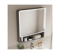 Armadietto per medicinali da bagno aggiornato da 70 cm con illuminazione a LED grigio tricolore dimmerabile luce nascosta elegante armadietto a specchio per bagni moderni