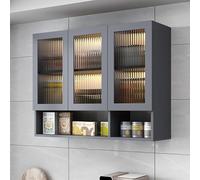 Armadietto per medicinali in legno con 2 ante in vetro, salvaspazio per bagno e cucina, elegante organizer da appendere per articoli da toeletta dispensa e accessori per camera da letto