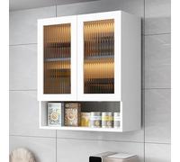 Armadietto per medicinali in legno con ante in vetro, organizer per bagno, cucina e camera da letto, elegante espositore e soluzione dispensa