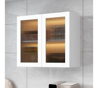 Armadietto per medicinali salvaspazio in legno con 2 ante in vetro, elegante organizer per bagno e cucina, soluzione versatile per camera da letto e dispensa