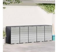 Armadietto per pattumiere, con ruote per 3 bidoni e contenitore esterno estensibile con design ventilato e materiale impermeabile per giardino o terrazza.