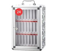 Armadietto per telefono cellulare con 60 scomparti, in lega di alluminio, per scuola e azienda, design uflage sicuro, con serratura, finitura argento (argento) 24