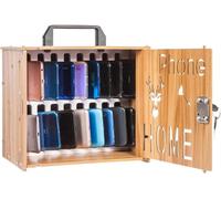 Armadietto per Telefono Cellulare con Chiusura in Legno Organizer per Cassaforte Portatile Ricaricabile A 16/36 Posizioni con Maniglia per Il Trasporto per L'impresa Dell'a, Wood Color, 16 Slots