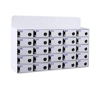 Armadietto per telefono in acrilico con serratura e chiave, colore bianco, per organizzare la scuola, l'ufficio, sicuro ed elegante (15 scomparti)