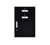 Armadietto per ufficio, comodino, piccolo armadietto in metallo, armadietto corto, piccolo cassetto sotto la scrivania, armadietto per attività (nero)