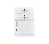 Armadietto per ufficio, comodino, piccolo armadietto in metallo, armadietto per documenti, piccolo e corto, cassetto sotto la scrivania, armadietto per attività (bianco)