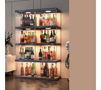 Armadietto per vino moderno - Espositore LED per liquori, ripiano trasparente per casa, bar, sala da pranzo, cucina, soggiorno, grande capacità, design multifunzionale