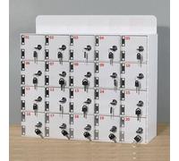 Armadietto porta cellulare bianco in acrilico con serrature e chiavi, montaggio a parete, per aule, ufficio o fabbrica (25 slot), soluzione sicura ed elegante