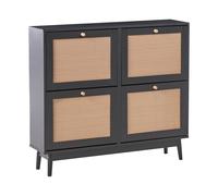Armadietto porta scarpe 4 scomparti in truciolato Rattan stile Boho Nero Armidal