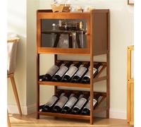 Armadietto portabottiglie autoportante con ante in acrilico, elegante espositore per cucina, bar e sala da pranzo, contiene 12 bottiglie, marrone, 52 x 32 x 90 cm