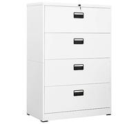 Armadietto portadocumenti bianco 90 x 46 x 134 cm in acciaio con 4 cassetti e 1 lucchetto per organizzare l'ufficio e conservare in modo sicuro le cartelle in formato lettera, legale o A4
