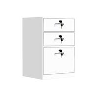 - Armadietto portadocumenti con serratura in metallo a 3 cassetti laminati, nessun montaggio richiesto con ruote, scaffale aperto per casa, ufficio, studio, camera da letto (colore: bianco Dimensioni