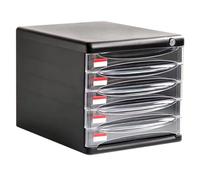 Armadietto portadocumenti da scrivania con 5 cassetti con serratura in plastica trasparente, compatto per casa, ufficio e scuola, soluzione efficiente per riporre la carta