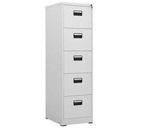 Armadietto portadocumenti grigio chiaro, 46 x 62 x 164 cm, in acciaio con 5 cassetti e 1 lucchetto per organizzare l'ufficio e conservare in modo sicuro le cartelle in formato A4 o legale