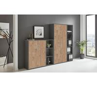 Armadietto portadocumenti in antracite oro Harbor Oak Office Edition chiudibile a chiave come armadio singolo o parete armadio diversi modelli (set 4)