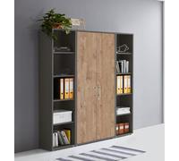 Armadietto portadocumenti in antracite, oro Harbor Oak Office Edition, chiudibile come armadio singolo o parete dell'armadio, diversi modelli (set 3)