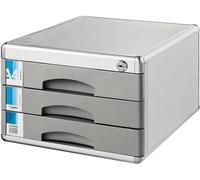 Armadietto portadocumenti piatto, cassettiera da tavolo, cassettiera da scrivania con cassetti portaoggetti in lega di alluminio a 3 cassetti, scatola da ufficio A4 con serratura.