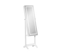 ARMADIETTO PORTAGIOIELLI HOMCOM IT831-463WT - Armadio in MDF Bianco con 1 porta e 5 ripiani, specchio LED