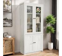 Armadietto portaoggetti alto 80 x 34 x 171 cm, vetrina sala da pranzo con 4 ante, credenza moderna per soggiorno, camera da letto, ufficio