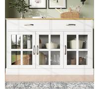 Armadietto portaoggetti bianco 120 × 40 × 84 cm, con 3 ante e 2 cassetti, credenza antiribaltamento, per cucina, sala da pranzo, soggiorno, arredamento versatile organizer
