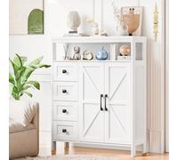 Armadietto portaoggetti con 2 ante e 4 cassetti, autoportante, per bagno, cucina, dispensa, mobiletto da pavimento, per cucina, soggiorno, bagno (bianco)
